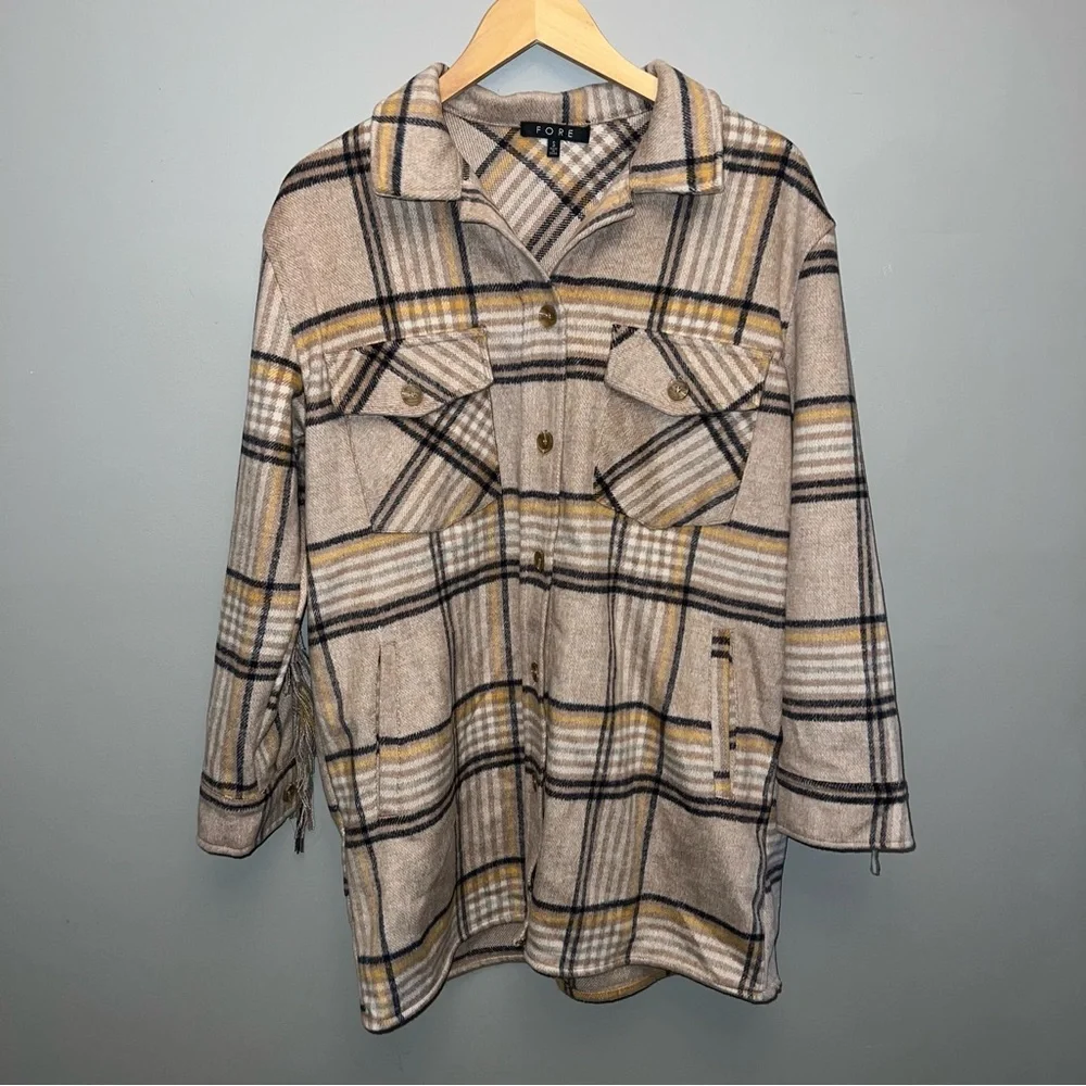 Plaid Fringe Jacket/Shacket